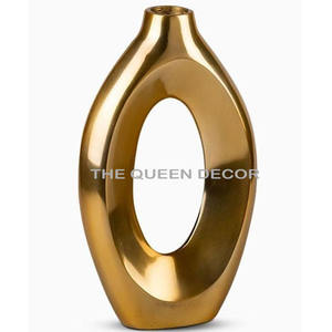 Handmade Aluminum and Iron Flower <b>Vase</b> Luxury Shinny Polish <b>Unique</b> Shape for Home Plants Decor Tabletop <b>Vase</b> - Product Image 3