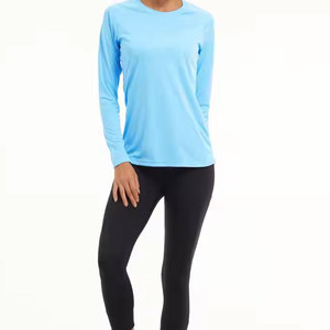 Women's Long Sleeve Workout <b>Tops</b> O Neck Sports Yoga Running Activewear Basic Loose Fit Side Split Quick Dry Basic Workout Shirts - Product Image 3