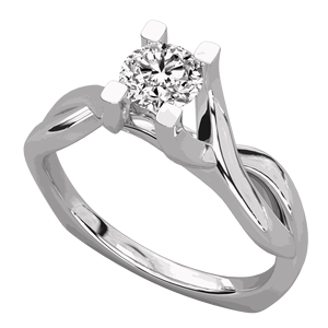 Bague de fiançailles solitaire en diamant rond pour elle - Product Image 3