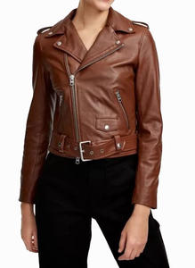 Ropa clásica para mujer 2025 Lady New Fashion Motorcycles Cafe Racer Chaqueta de cuero genuino para mujer - Product Image 4