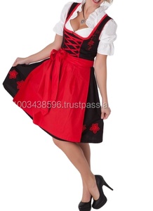 Vestido Dirndl bávaro tradicional de la mejor calidad, modo Mini Trachten alemán Oktoberfest con mangas cortas de algodón, vestidos informales - Product Image 3