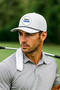 Gorra de béisbol con diseño personalizado, gorra deportiva con agujero cortado con láser, 5 paneles, Parche de goma de silicona, logotipo, impermeable, etiquetas hidrotejidas, gorra de béisbol con cuerda de Golf - Product Image 2