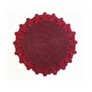 Mantel individual hecho a mano con cuentas, pulgadas, placa de cargador de cuentas Rojas Burdeos - Product Image 1