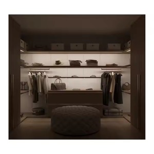 Enbl Organisateur mural 4 portes avec lumière LED sur mesure Meuble de porte en verre Placard Chambre à coucher Armoires cool Cuisine Salon Gym - Product Image 6