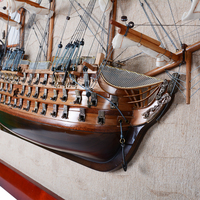 Sculpture murale artisanale en bois HMS Victory, demi-navire, 85 cm, design rustique antique vieilli, décorative, verticale, anniversaire