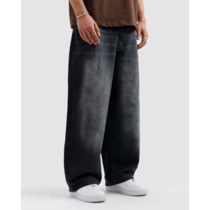 กางเกงยีนส์ทรงวินเทจ ขาบาน ทรงหลวม เอวสูง สไตล์สตรีทแวร์ ผ้าเดนิม แต่งคริสตัลสีเข้ม สำหรับฤดูหนาว - Product Image 4