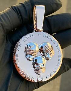 Men's Custom Hip Hop Glow Dark Jewelry Iced VVS Diamond Sterling Silver <b>Charms</b> with Gold Plated Party - Product Image 3