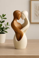 Sculpture de cœur en bois poli Art Déco, faite à la main, durable, écologique et de haute qualité, pour la Saint-Valentin, décoration de table contemporaine