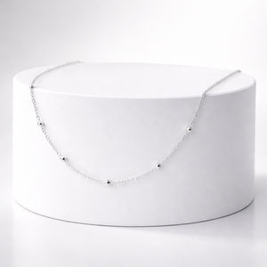 Collier chaîne perlée en argent sterling 925, minimaliste, luxueux, pour tous les jours, chaîne en forme de boule - Product Image 2