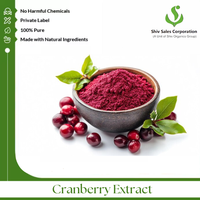 Poudre d'extrait de canneberge naturelle de haute pureté (qualité cosmétique) – Extrait végétal soluble dans l'eau, certifié Halal, extrait par solvant
