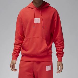 2025 nouveau Design sweat à capuche avec logo personnalisé pour hommes conception Unique coton polaire avec lourd GSM lacets protecteur couleur rouge uni - Product Image 5