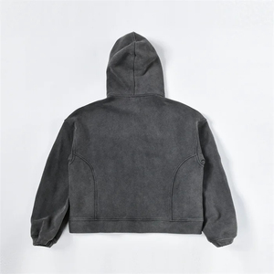 Sudadera con Capucha Unisex Personalizada con Cierre, Estilo Vintage, Lavado Ácido, Corte Cuadrado, Felpa Francesa - Product Image 2