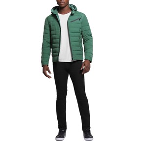 เสื้อแจ็กเก็ตแบบพองสำหรับผู้ชายใส่สบายมีฮู้ดและซิปสีล้วนมีสไตล์ - Product Image 3