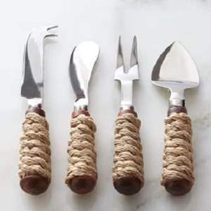 Juego de cubiertos con mango de madera creativo de acero inoxidable, cuchillo, tenedor, cuchara, juego de cubiertos portátil de 4 piezas con mango de cubiertos - Product Image 5