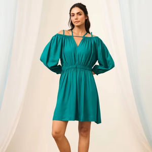 Robe courte en coton indien fait à la main écologique personnalisation décontractée élégante pour la mariée mariage vêtements d'été cadeau naturel elle - Product Image 1