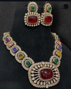 Venta caliente Kundan collar pendientes conjunto nupcial collar pendientes chapado en oro joyería declaración collar conjunto joyería - Product Image 6