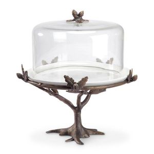 Soporte de Metal con Acabado Antiguo para Pastel, Bandeja de Pastel DE LA Mejor Calidad con Cúpula de Cristal, Fiestas de Cumpleaños y Bodas - Product Image 1