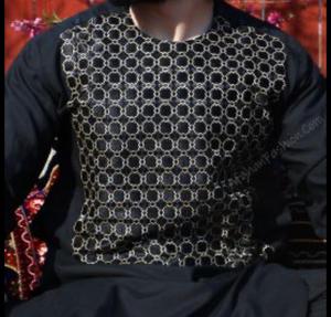 Factory Direct New Men's Casual Afghani Dress Set XS Size O-Neck 2 Piece Shirt Shalwar with Custom Embroidery ODM Supply - Product Image 5