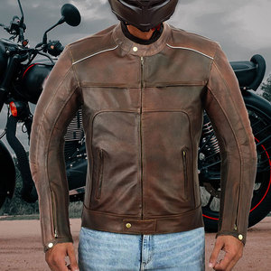 Nouvelle arrivée Veste de moto en cuir de haute qualité pour hommes quantité minimale de commande bas Veste de moto pour hommes - Product Image 2