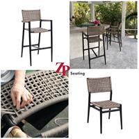 Ensemble de tables et chaises de restaurant toutes saisons, chaise de bar extérieure en aluminium, tabouret de bar commercial en métal et corde pour hôtel, villa, club