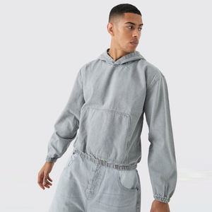 Sweats à capuche en jean Streetwear de haute qualité avec logo personnalisé/Nouvelle mode pour hommes Style Denim Jean sweats à capuche respirants - Product Image 1