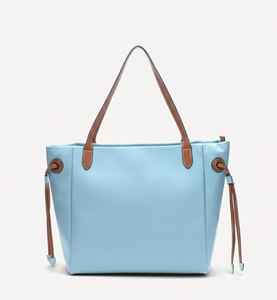 Sac fourre-tout en cuir véritable bleu ciel, motif bonbon tendance, deux poignées, résistant à l'eau, grand sac à main pour femme, sac de voyage - Product Image 1