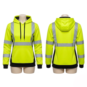 Sweat à capuche de travail en polaire softshell 320 GSM pour hommes et femmes, panneau réfléchissant orange, broderie personnalisée, sécurité - Product Image 5