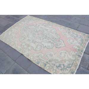 พรมตุรกีขนาด 4.1x6.9 ฟุต สีชมพูออมเบร พรมขนสัตว์วินเทจ - Product Image 2