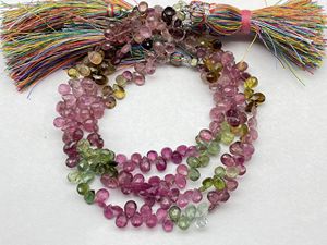 Cuentas de Briolette con forma de pera facetada de turmalina múltiple de alta calidad, cuentas con forma de almendra de piedras preciosas naturales para joyería - Product Image 2