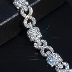 Hot Sale 15mm Skull Head Infinity Link <b>Bracelet</b> for Men 14K White Gold plated 925 <b>Silver</b> for Men - Product Image 3