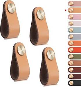 Poignées de tiroir en cuir imperméable faites à la main de luxe, style élégant et naturel, pour armoires, meubles et décoration - Product Image 5