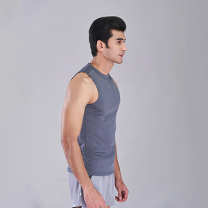 Camiseta sin Mangas para Hombre al por Mayor, Transpirable, de Fibra de Bambú Ecológica, Cuello Alto, Estilo Urbano, para Gimnasio, Entrenamiento, Estampado Liso, Talla XL - Product Image 4