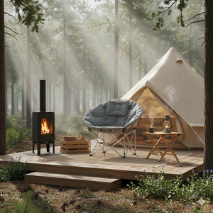 Chaise de <span class=keywords><strong>camping</strong></span> pliante moderne et légère avec appui-tête rembourré, confortable, en forme de soucoupe, avec cadre en acier, imperméable, pour l'extérieur - Product Image 5