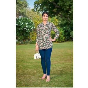 Ropa informal, camisetas cortas con estampado de arrugas de rayón pesado, ropa india y paquistaní cosida a precio mayorista en India - Product Image 1