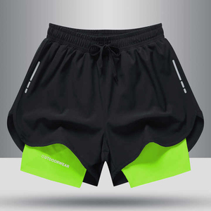 2025 nouveau personnalisé doublé Double couche poches survêtement sport entraînement entraînement 2 en 1 hommes Shorts de sport pour hommes - Product Image 3