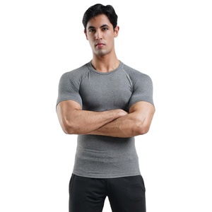 <b>Men</b> Compression T-Shirt Polyester Spandex <b>Stretch</b> Slim Fit Front Logo Gym Workout Athletic Training Quick Dry Breathable Wear - Product Image 1