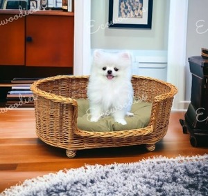 New Eco Friendly Rattan Pet <b>Bed</b> Round Rattan <b>Wicker</b> <b>Cat</b> Deep Sleep <b>Cat</b> Dog Sofa <b>Bed</b> Rattan Woven Pet <b>Bed</b> Bone Inlay Console - Product Image 6