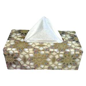 กล่องกระดาษทิชชู่หนังสไตล์วินเทจที่ปิดด้วยแม่เหล็กเรซิ่นลายดอกไม้สำหรับตกแต่งโต๊ะ - Product Image 1