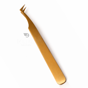 Pince à cils Gold L Boot Lash, pointe en fibre, outil de volume pour extensions de cils, acier inoxydable, professionnel, OEM - Product Image 6