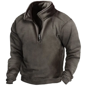 Sudadera con Cierre para Hombre OEM, Sudadera Informal Básica Lisa con Media Cremallera de Felpa Sintética Polar - Product Image 3
