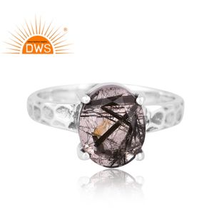แหวนอัญมณีสีดำธรรมชาติสีเงินแท้ออกซิไดซ์ผลิตตามแบบ - Product Image 2