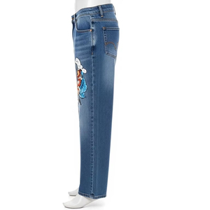 กางเกงยีนส์ผ้าฝ้ายโพลีเอสเตอร์ระบายอากาศสำหรับผู้ชายและผู้หญิงกางเกงลำลองผ้ายืดเข้ารูปพิมพ์ลายดิจิตอล - Product Image 4