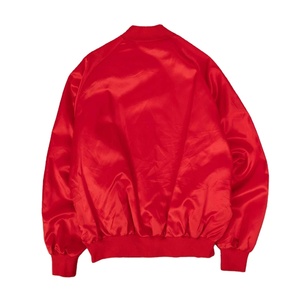 Chaqueta Bomber Vintage de Satén para Hombre, Roja, con Logotipo de Equipo Universitario, Cierre de Broches, Puños a Rayas, Estilo Retro, Chaqueta de Fútbol - Product Image 2
