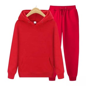 Wholesale <b>Plus</b> <b>Size</b> Hooded Blank Women <b>Jogger</b> <b>Set</b> Custom Cotton High Quality Sports Wear Winter Two Piece Pullover Solid Color - Product Image 2