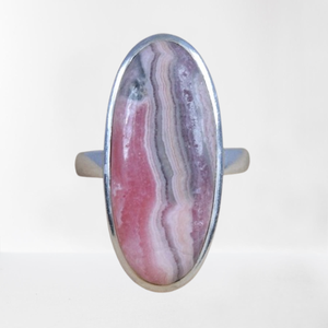 Rhodochrosite naturelle pierre précieuse faite à la main filles bague de mode solide 925 en argent Sterling timbre bijoux bijoux fins anneaux - Product Image 1