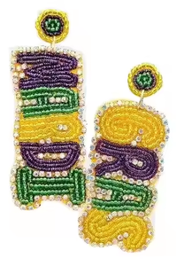 Bonne qualité Mardi Gras graine perlée boucles d'oreilles indiennes faites à la main pour les femmes cadeau brodé boucles d'oreilles fête porter la mode - Product Image 3