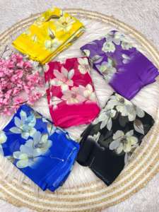 Mujer moderna diseñador Georgette negro impreso sari con blusa étnica cómoda y elegante boda clásica fiesta desgaste mujeres - Product Image 2