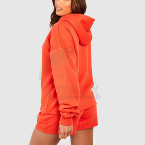 Ensemble sweat-shirt et short pour femme, tenue élégante au quotidien, ensemble sweat-shirt et short assorti pour femme, tenue décontractée d'été - Product Image 2