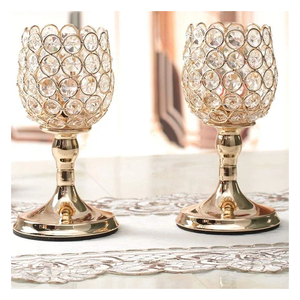 Crystal Tealight Candleholders & Metal Candlesticks for Home Hotel Coffee Shop Bar for <b>Christmas</b> <b>Table</b> <b>Centerpiece</b> Decorations - Product Image 6