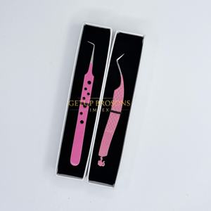 Pinzas Profesionales para Extensión de Pestañas de 90 Grados, Color Rosa, Acero Inoxidable, Punta Plateada, Pinzas de Aislamiento para Pestañas, Hello Kitty - Product Image 1